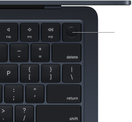 Vista superior del teclado del MacBook Air con Touch ID