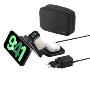 Cargador magnético inalámbrico 3 en 1 de viaje con Qi2 (15 W)