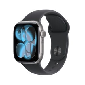 Apple Watch Series 11 · 42 mm · GPS + Cellular · Aluminio gris espacial · Correa deportiva negra S/M · Nuevo precintado