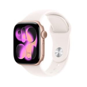 Apple Watch Series 11 · 46 mm · GPS · Aluminio oro rosa · Correa deportiva Light Blush S/M · Nuevo precintado