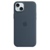 Funda de silicona con MagSafe para el iPhone 15 Plus - Azul tempestad