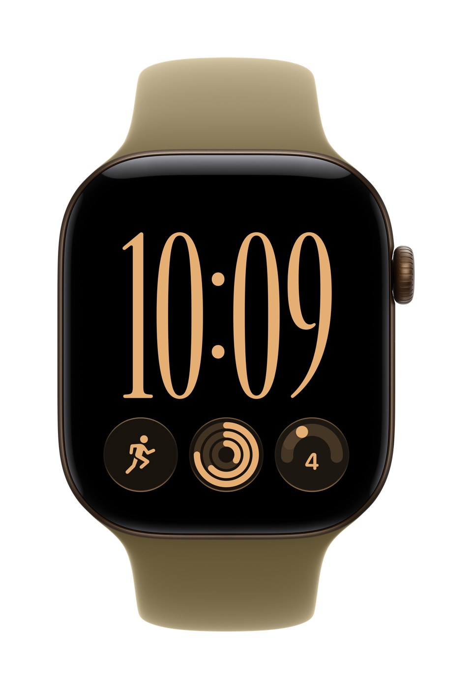 Apple_Watch_Series_12_46mm_Dark_Bronze_Aluminum_Olive_Sport_Band_Pure_Front_Screen__WWEN