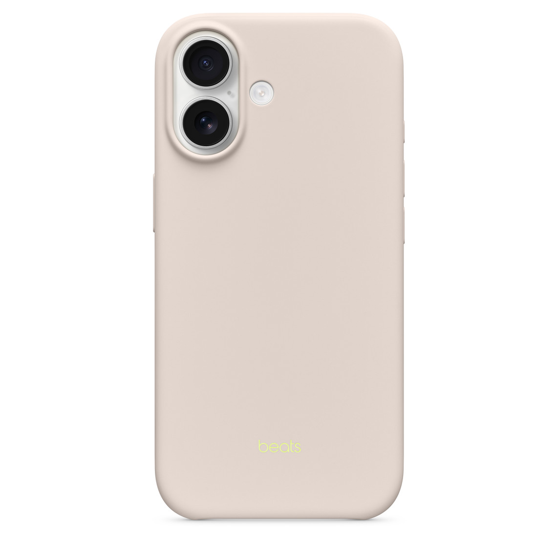 Funda Beats con MagSafe y Control de Cámara para el iPhone 17, color gris caliza, acoplada a un iPhone 17, parte trasera, logo de Beats en letra pequeña en color amarillo-verde neón centrado en la parte inferior de la funda, acabado mate Funda Beats con MagSafe y Control de Cámara para el iPhone 17, color gris caliza, acoplada a un iPhone 17, parte trasera, logo de Beats en letra pequeña en color amarillo-verde neón centrado en la parte inferior de la funda, acabado mate