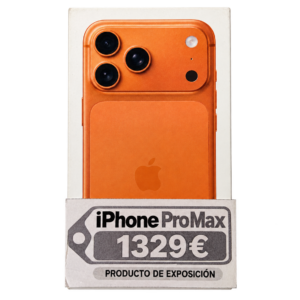 Fotografía del embalaje de iPhone 17 Pro Max · 256 GB · Naranja cósmico · Exposición · fondo editado