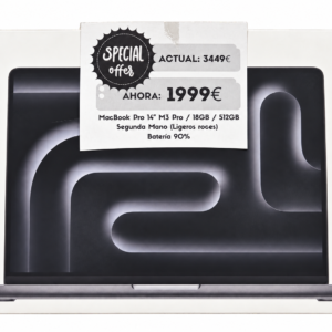 Fotografía del embalaje de MacBook Pro M3 Pro · 18 GB · 512 GB · Segunda mano · fondo editado