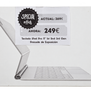 Fotografía del embalaje de Magic Keyboard para iPad · Blanco · Español · Para iPad Pro de 11 pulgadas de 1.ª, 2.ª y 3.ª generación · Exposición · fondo editado